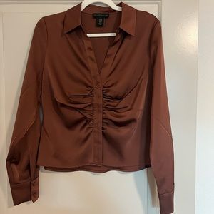 Chocolate brown satin blouse